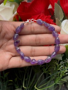 Ensemble collier et bracelet en améthyste violette, perles de pierres précieuses violettes naturelles, bijoux élégants faits à la main, cadeau pour femmes et filles - Product Image 4
