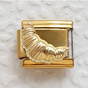 Bracciale <span class=keywords><strong>Charm</strong></span> Italiano Fai-da-te di Tendenza - Orsetto, Ciondolo a Corno, Ciambella in Acciaio Inossidabile 304 Dorato 9mm, Gioielli alla Moda - Product Image 4