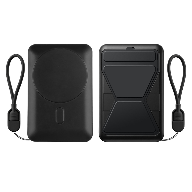 Factory Direct Magnetic Wireless Power Bank Built-in Cable Foldable Kickstand 15W Snap-on Charge Magnetic Power Bank 10000mAh