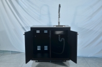 Barbecue à gaz autoportant en acier inoxydable 304 noir avec 4 brûleurs, revêtement poudré, et combinaison évier/réfrigérateur, commande par bouton, haute performance