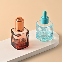 Flacon compte-gouttes en verre 40 ml, carré plat avec bouchon à vis pour les gouttes oculaires, huile essentielle de voyage, emballage cosmétique