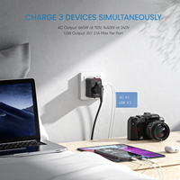 NEMA Steker Pengisi Daya Dinding Steker Ac Dua Adaptor Usb Adaptor Daya Perjalanan Universal