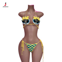 Q3050-summer maillots de bain Sexy pansement dessin animé Crochet Bikini ensemble taille haute Sexy maillot de bain pour femmes 2025 maillots de bain