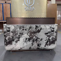 Comptoir de réception de luxe en marbre noir et blanc, pour hall d'hôtel, salon d'entreprise, usine, sur mesure, fabricant et fournisseur chinois