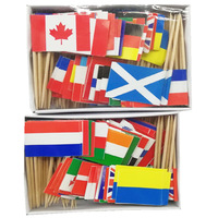 Cure-dents personnalisés pour restaurant, drapeaux en bois de pays du monde entier, décorations pour cocktails, fournitures personnalisées de cure-dents nationaux