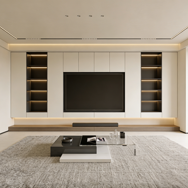 Modern Floating TV Unit Wall Panel Cabinet with Concealed Storage Living Room Media Furniture