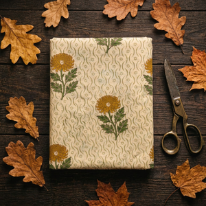 Tela Estampada de Primera Calidad, 100% Algodón, Color Amarillo Mostaza, Diseño Floral de Crisantemos, para Prendas Masculinas y Femeninas - Product Image 4