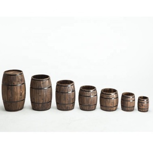 Su misura fatto a mano in legno barilotto di legno per la pianta giardino decorazione di visualizzazione barile per la <span class=keywords><strong>vendita</strong></span> - Product Image 1