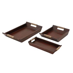 Plateau de service rectangulaire en bois d'acacia massif, décoration d'intérieur pour les fêtes, plateau à fruits et légumes, plat élégant en bois, service - Product Image 1