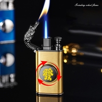 Briquet à tête de dragon en métal Torch Flame Dual Flame Rechargeable Spin Fidget Briquet