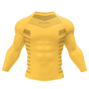 Camiseta Deportiva de Manga Larga para Hombre, Corte Ajustado, Transpirable, Elástica, para Yoga y Entrenamiento, Estilo Nuevo, Poliéster de Secado Rápido - Product Image 1