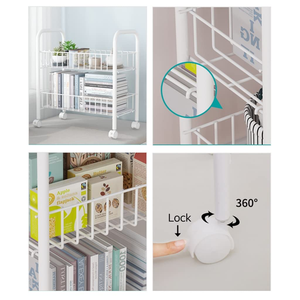 Étagère de rangement multifonctionnelle en métal creux respirant et écologique pour cuisine, avec roulettes, étagère mobile à plusieurs niveaux, noir/blanc, pour la maison - Product Image 3