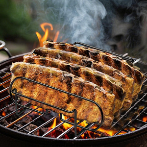 Support de cuisson minimaliste en acier inoxydable écologique pour bœuf et agneau, support antiadhésif en acier inoxydable pour côtes de bœuf - Product Image 2