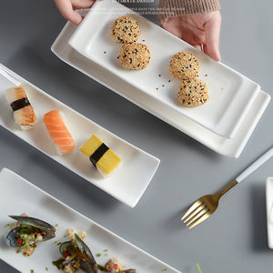 Platos Rectangulares de Porcelana de 10-18 Pulgadas, Plato Largo para <span class=keywords><strong>Sushi</strong></span>, Blanco Liso, Simple, con su Logotipo para <span class=keywords><strong>Tapas</strong></span> - Product Image 4