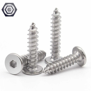 Vente en gros de <span class=keywords><strong>vis</strong></span> autotaraudeuses à tête plate à six pans creux en acier inoxydable 18-8 de qualité A2-70 Système métrique à queue pointue OEM disponible - Product Image 4