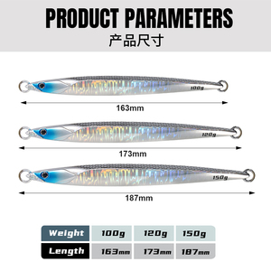 Jigging Pro nouveau Design 100G 120G 150G barres lumineuses longue vitesse de coulée pêche en eau salée métal gabarit leurre - Product Image 5
