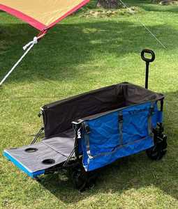 Chariot pliable à quatre roues en acier robuste avec grande capacité pour le camping en plein air, la randonnée et l'utilisation en jardin - Product Image 1