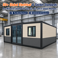 Maison de camping pliable en WPC avec terrasse, 2 chambres, compacte, modulaire, pour hôtel, blocs d'hébergement pour personnel