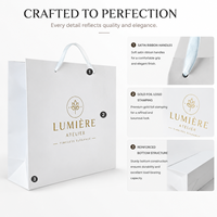 Sac en papier mat blanc ivoire de qualité supérieure avec estampage à chaud doré pour boutiques de luxe et magasins de vêtements