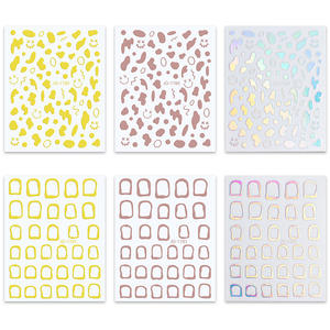 El más nuevo Simple láser oro plata Color vaca patrón Nail Art Sticker Gold Edge Hollow Border Sticker - Product Image 3