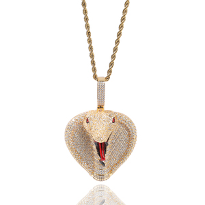 Hip Hop <span class=keywords><strong>Vermeil</strong></span> Serpent Noir Pendentif Impérieux Collier Hommes Et Femmes Glacé CZ Dessin Animé Animal Pendentif Collier Cadeau - Product Image 3