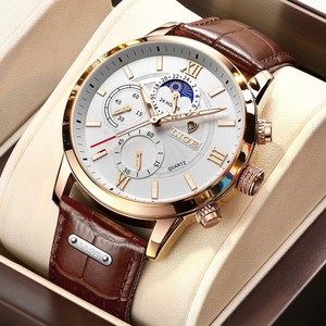 Relojes LIGE 2026 para Hombre, Marca <span class=keywords><strong>de</strong></span> Lujo, Reloj Casual <span class=keywords><strong>de</strong></span> Cuero con Fase Lunar <span class=keywords><strong>de</strong></span> 24 Horas, Reloj Deportivo <span class=keywords><strong>de</strong></span> Cuarzo Cronógrafo a Prueba <span class=keywords><strong>de</strong></span> Agua - Product Image 1