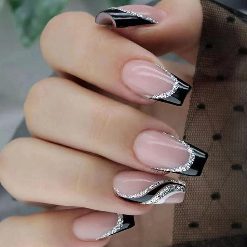 2025 French Luxury Short Private Label Custom False Nails 24pcs ABS Material Press-on Artificial Fingernails Wholesale