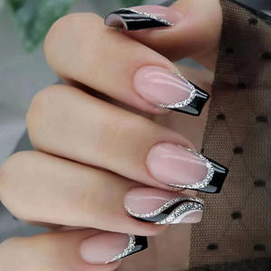 2025 Luxe Français Courts <span class=keywords><strong>Ongles</strong></span> Personnalisés de Marque Privée, 24 Pièces en Matériau ABS, <span class=keywords><strong>Faux</strong></span> <span class=keywords><strong>Ongles</strong></span> à Coller, Vente en Gros - Product Image 2