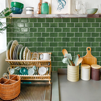Carreaux muraux 3D vert clair autocollants brillants en vinyle pour crédence de cuisine et salle de bain