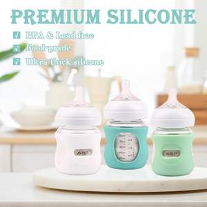Mangas de silicona de grado alimenticio para biberones de <span class=keywords><strong>vidrio</strong></span> natural <span class=keywords><strong>Avent</strong></span>, soporte antirotura con patrón impreso, accionado manualmente - Product Image 3
