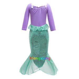 Disfraz de princesa de cola de sirena de manga larga para niñas pequeñas, disfraz de fiesta de lentejuelas, disfraces de películas y TV Arial - Product Image 3