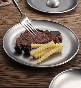 Plateau rond en acier inoxydable 304 poli mat de 7 pouces, style rétro, pour restaurant, vaisselle coréenne - Product Image 4