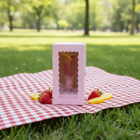 Boîte en carton pliable recyclable avec fenêtre, pour emballage de coupes à milkshake et cornets, impression offset personnalisée pour le sucre, adaptée aux aliments