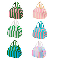 Sac à lunch isotherme rayé grande taille, multi-usage, portable, avec doublure en aluminium épais, en polyester, moderne