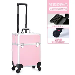 4 In 1 Professionele Nagellak Organizer Grote Make-Up Trein Case Rollende Make-Up Trolley Case