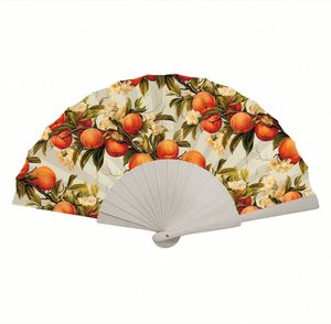 Customized Luxury Promotion Portable Folding Wooden Bamboo Handle Paper <b>Handheld</b> <b>Fan</b> 2025 - Product Image 3
