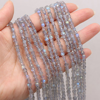 4*4mm Perle carrée en agate naturelle pour la fabrication de bijoux, accessoires de bricolage, opale jaune, améthyste, cristal, perles à facettes, cube