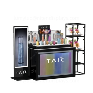 Ensemble de comptoirs d'exposition sur pied en métal pour cosmétiques et soins de la peau, stand pour centre commercial et magasin de détail, vitrine haut de gamme personnalisée - Product Image 2