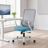 Chaise de bureau ergonomique avec dossier en maille, assise en mousse, roulettes pivotantes, accoudoirs fixes, pour la maison et le bureau, certifiée BIFMA CE EN1335, vente en gros directe d'usine