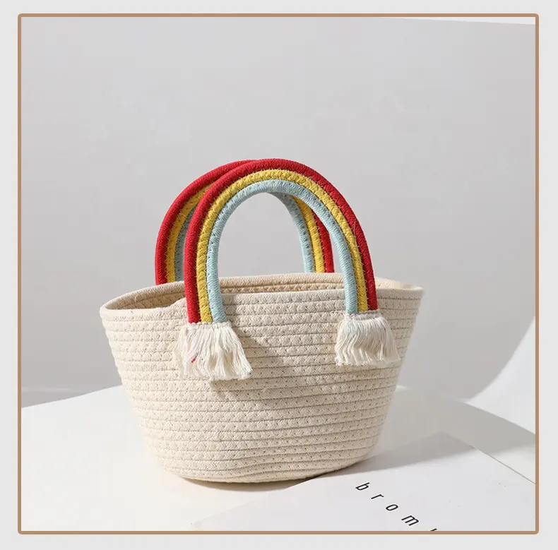 2022 Yujunbao INS Lovely cloud handbag new handmade cotton woven bag beach holiday bag Joker cotton bag