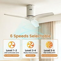 Ventilateur de plafond décoratif moderne de 52 pouces en bois avec télécommande, 3 pales en bois de haute qualité, moteur DC