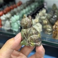 Figurine de chat en cristal naturel en gros, statue de chat assis en pierre brute, pierre de guérison Reiki, animal de luxe Feng Shui