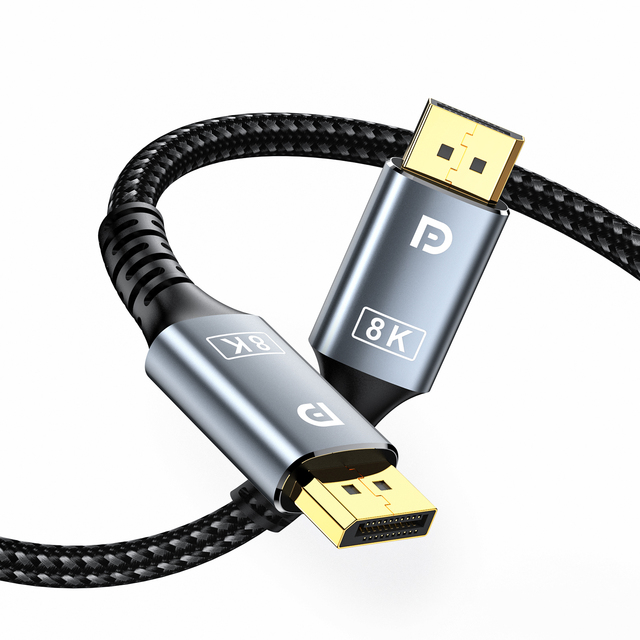 High Refresh Rate Gaming /DP Cable 8K 60HZ 32.4Gbps Braided Jacket for Game Console Monitor & Projector