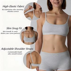 Set <span class=keywords><strong>Reggiseno</strong></span> Wireless a Vita Media in Misto <span class=keywords><strong>Cotone</strong></span>-Ammoniaca <span class=keywords><strong>con</strong></span> Scollo Quadrato, Bralette <span class=keywords><strong>con</strong></span> Spalline Regolabili, Set <span class=keywords><strong>Reggiseno</strong></span> da Indossare Ogni Giorno - Product Image 4