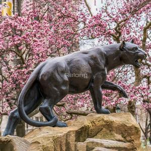 Fournisseur de sculpture de léopard marchant en bronze de statue animale extérieure grandeur nature en métal - Product Image 4