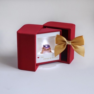 Valentine's Day Jewelry <b>Gift</b> <b>Box</b> High-end Double Door PU Leather LED Light Rectangular Ring Necklace Birthday <b>Gift</b> Packaging <b>Box</b> - Product Image 4