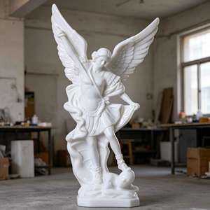 Statua dell'Angelo San Michele in Vetroresina a Grandezza Naturale, Scultura Religiosa dell'Arcangelo in Resina, Vendita all'Ingrosso - Product Image 4