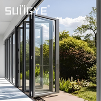 SUNGYE Nouvelle Arrivée Porte Pliante en Aluminium et Verre à Rupture de Pont Thermique et Isolation Acoustique pour Patio, Idéale Petits Espaces et Grandes Vues