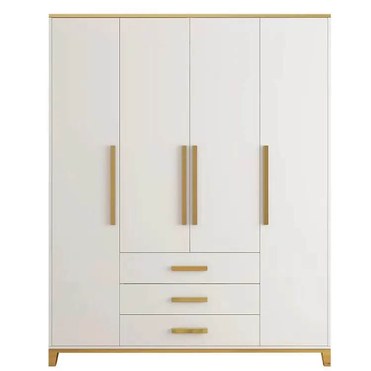 Schlafzimmer Haushalt moderne Garderobe feuchtigkeit beständige weiße einfache viertürige Schrank kombiniert wirtschaft liche Garderobe