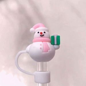 Cute Eco-Friendly CE Certified Disposable Christmas Pink Silicone Straw Covers 10mm/0.4In Lids <b>Protectors</b> Toppers Accessories - Product Image 4